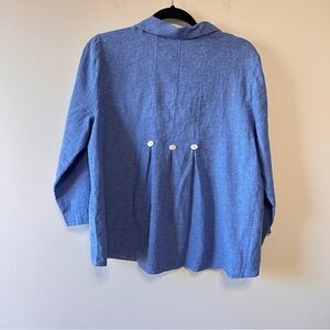 Habitat Women’s size Medium shirt lagenlook blue top 3/4 sleeves linen blend